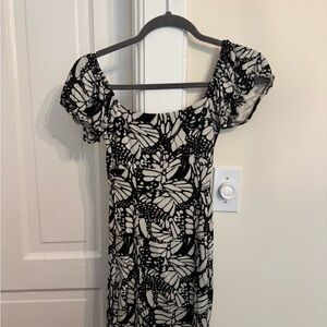 Urban Outfitters Black and White Butterfly Midi Dress